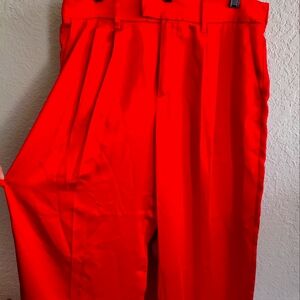 Bright Red Wide Leg Pants